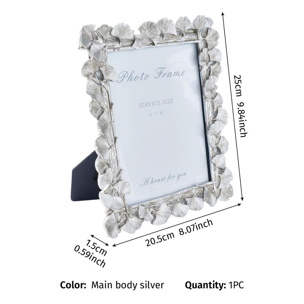 Ginkgo Gold Square Table Display: 5-inch, 6-inch, 7-inch, 8-inch Resin Photo Frames