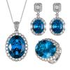 Jewelry Copper Bottom Gold-Plated Simulation Blue Spinel High-End Jewelry Set Women'S Stone 15 * 20