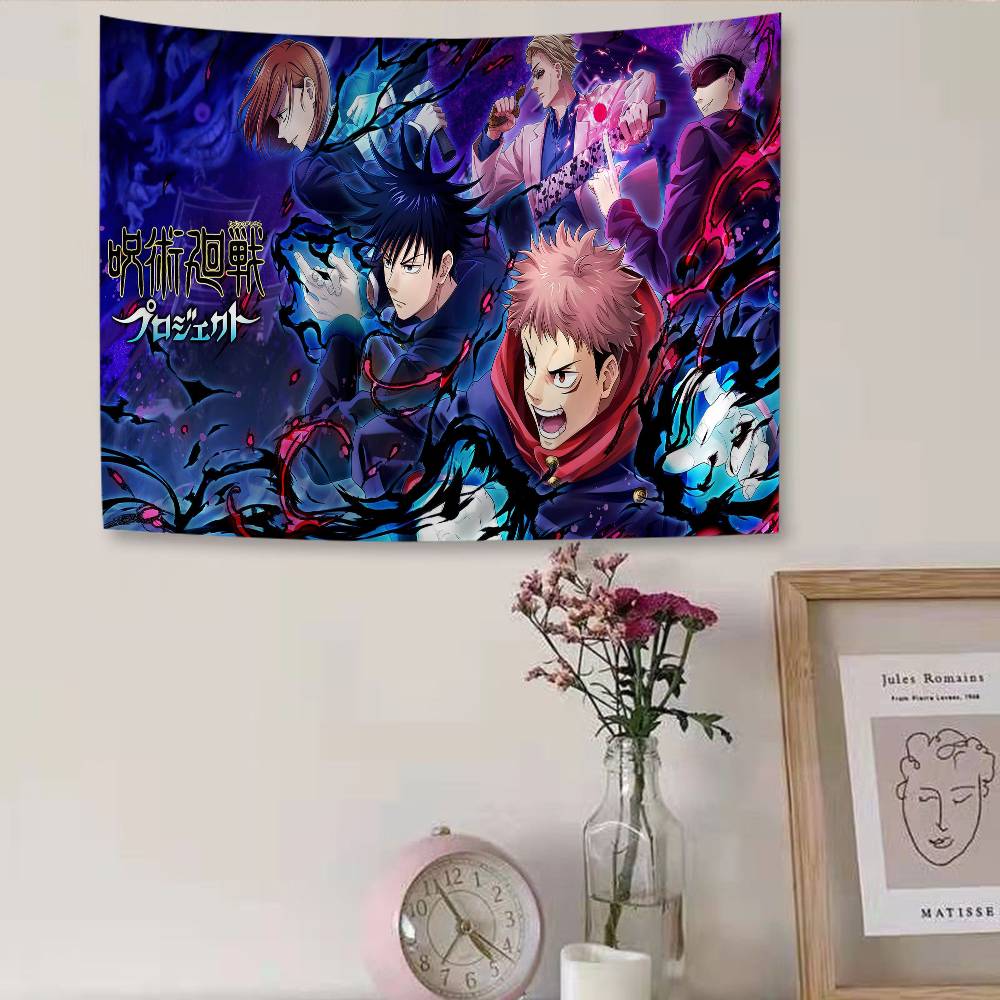 Jujutsu Kaisen Cartoon DIY Wall Tapestry Hanging Tarot Hippie Wall Rugs Dorm INS Home Decor