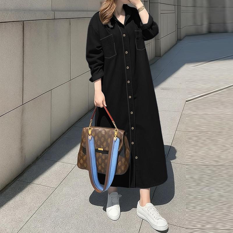 ZANZEA Women Casual Turn Down Collar Loose Long Sleeve Shirt Dress