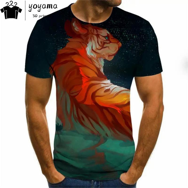 Men s T-Shirt With Print 3d Tiger Print Tees Tops Fashion Men Animal Pattern XXS
