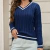 Damen S V-Ausschnitt Langarm Pullover