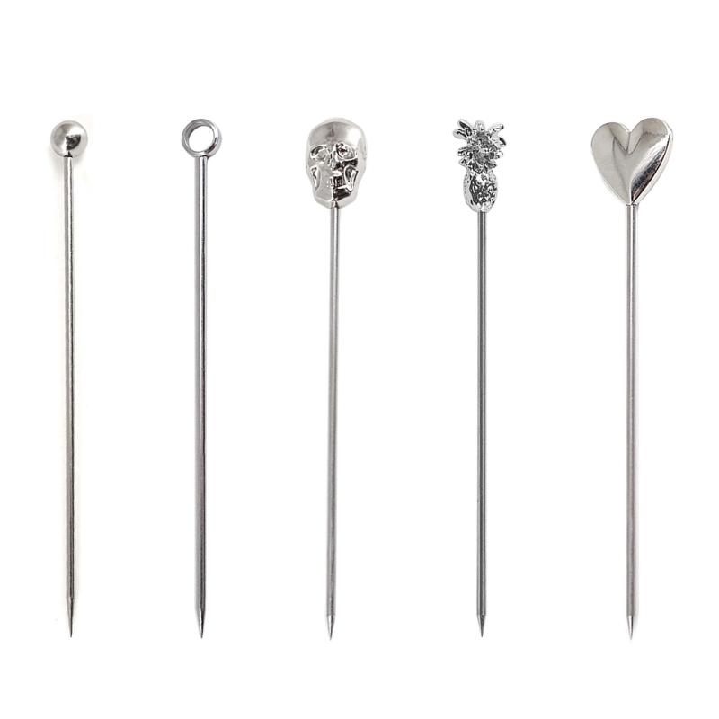 Set of 10 Cocktail Pick Stainless Steel Cocktail Pick Reusable Toothpicks Fruit Toothpick for Olives Appetizers Sandwich