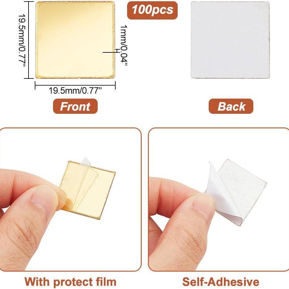 100 Mini Square Acrylic Mirror Wall Stickers - DIY Self-Adhesive Decor for Bedroom and Living Room