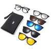 TR90 5-Piece Magnetic Clip-On Polarized Sunglasses Set with Pouch for Men & Women