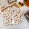 Boys Lightweight Green Cartoon Print Casual Shirt Summer Stylish Top