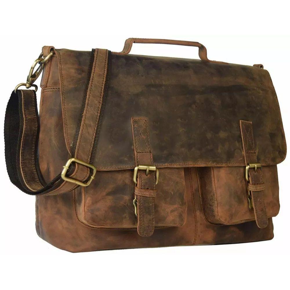 

18-дюймовая кожаная сумка-портфель для ноутбука в стиле ретро Buffalo Hunter 18 x 13 x 5 in коричневый