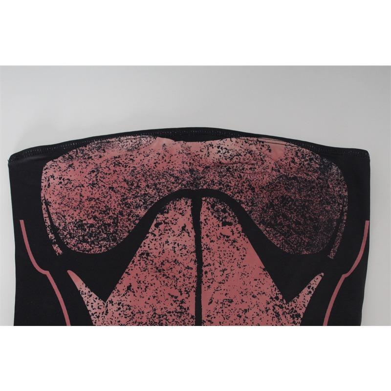 Women's Summer Fashion Sexy Split Print Strapless Spice Girl Slim Dress