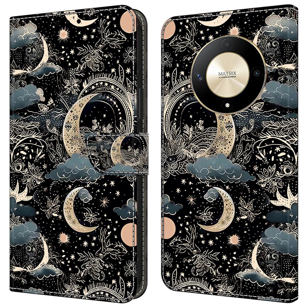 Für Honor Magic6 Lite 5G/X50 5G/X9b 5G Lederhülle mit Musterdruck Karten-/Geldscheinfächer Handyhülle