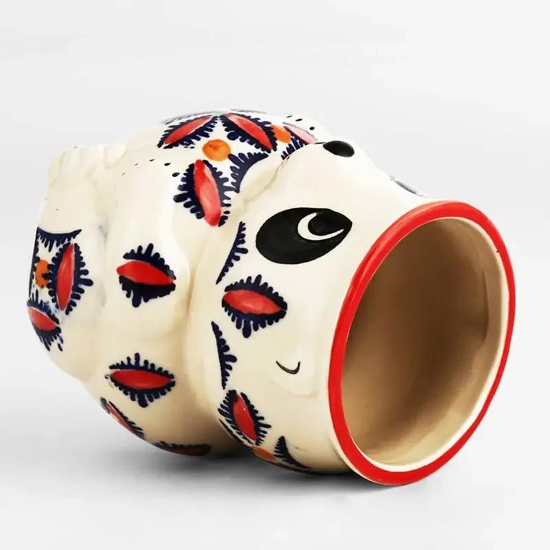 480ml Kreatives Panda Hawaii Cocktailglas Handbemalte Keramik Tiki Tasse Bar Club Party Molekulares Weinglas Eisbecher Barzubehör