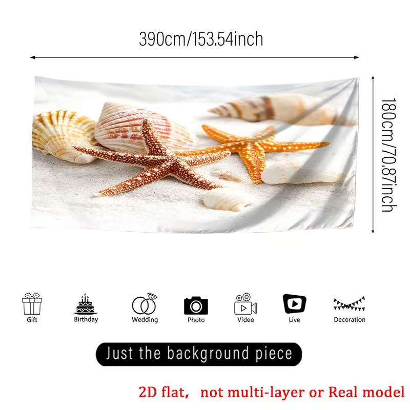 2D Starfish and Seashell Tapestry for Summer and Ocean-Themed Events