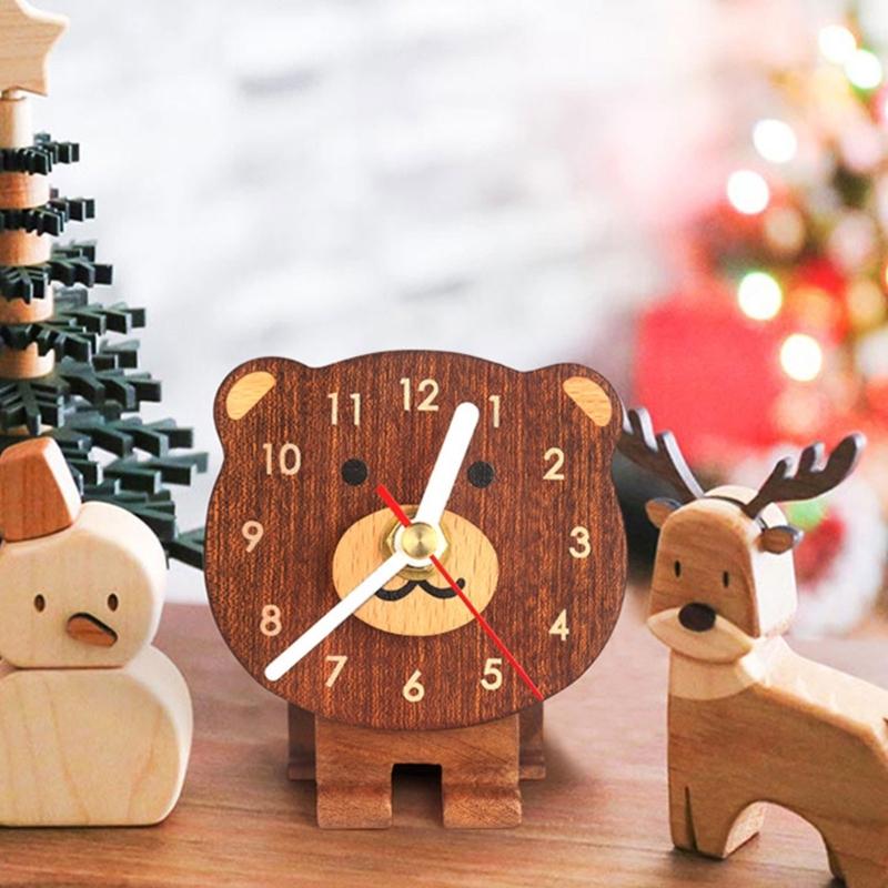 Elegant Solid Wood Clock Small Size and Cartoon Designing For Quiet Home Decoration Quiet Mechanism