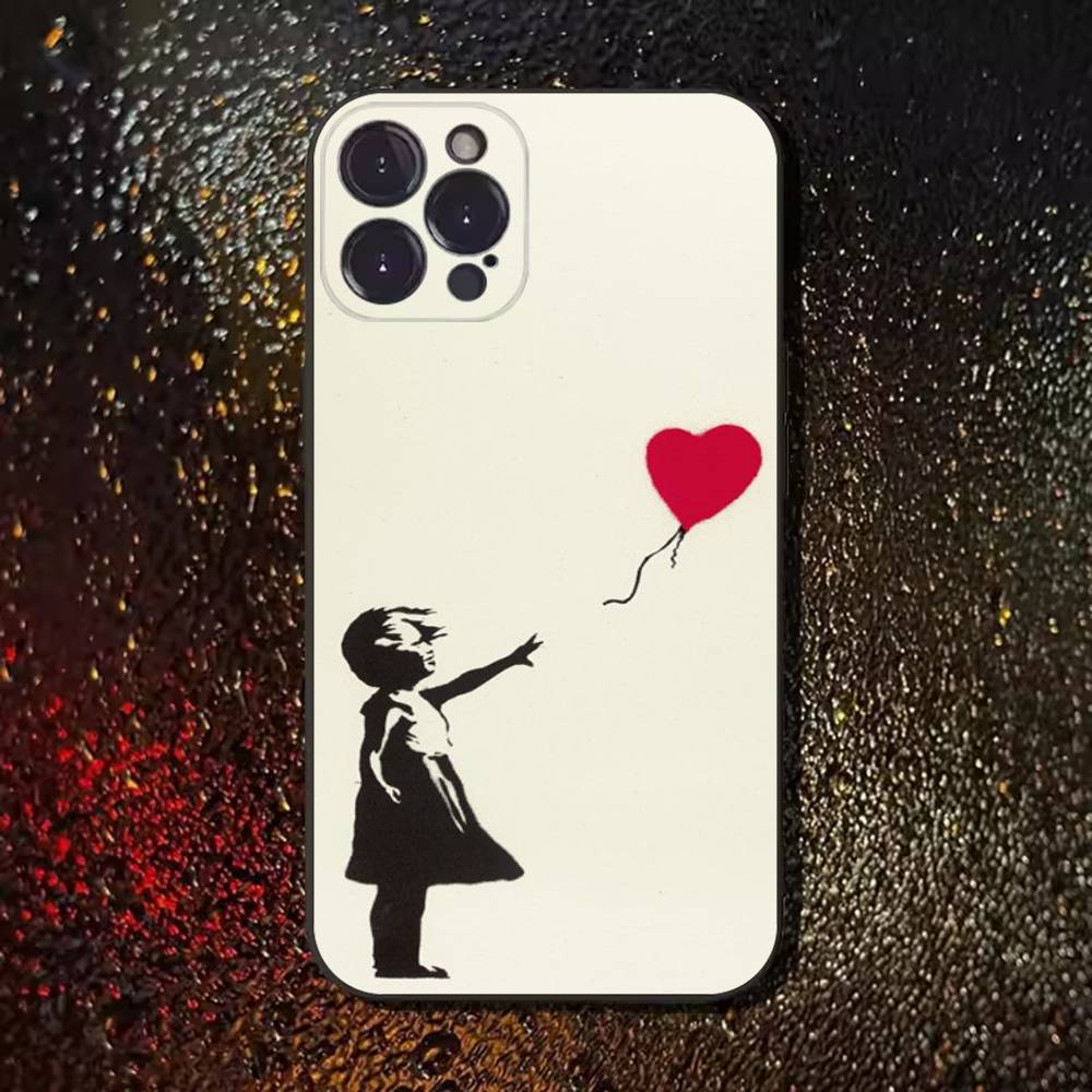 Street Art Banksy Graffiti Handyhülle Für iPhone 17,16,15,14,13,12,11 Plus,Pro Max,XS,X,XR,SE,Mini,8,7,Weiche Silikon Schwarze Hülle