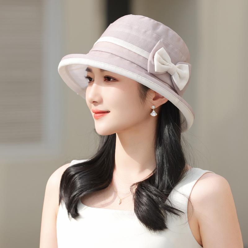 Summer New Hat Women's Sunshade Sunscreen Sun Hat Fashion Bow Versatile Bucket Hat Sunshade Sunscreen Basin Hat