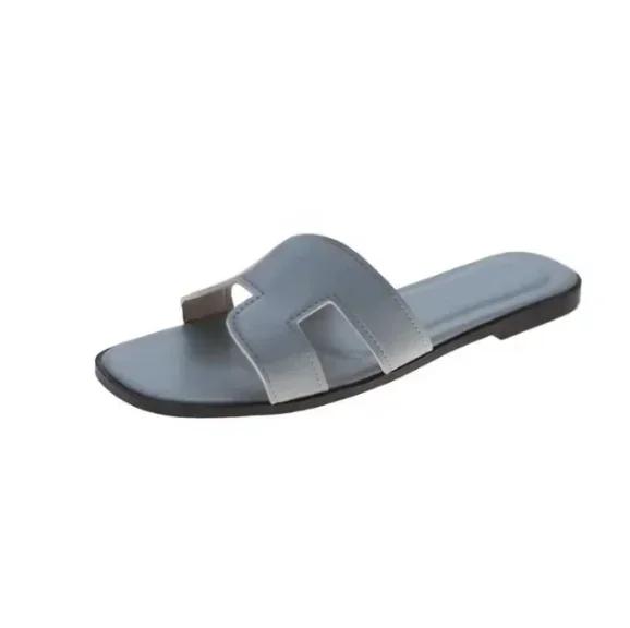 

Новая женская модная роскошная верхняя одежда на плоской подошве, туристические пляжные сандалии для отдыха, классические модные кожаные шлепанцы для отдыха на природе 39 синий