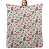 Toadstools and Pine Mint Throw Blanket Soft Breathable Blanket for Night Sleeping
