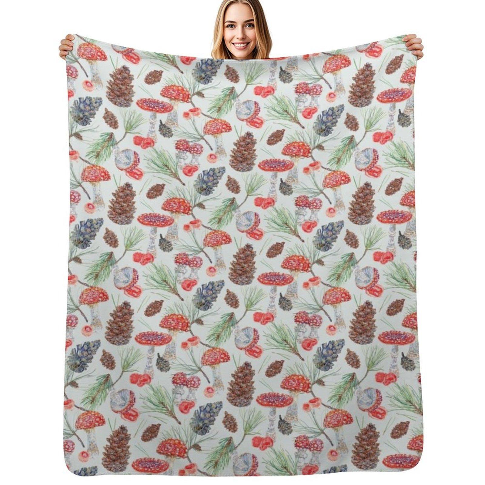 

Toadstools and Pine Mint Throw Blanket Soft Breathable Blanket for Night Sleeping 102x76cm(40x30in)