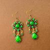 Green Natural Water Drop Feather Earrings for Women Vintage Boho Long Rhinestone Crystal Dangle Earring Vacation Jewelry