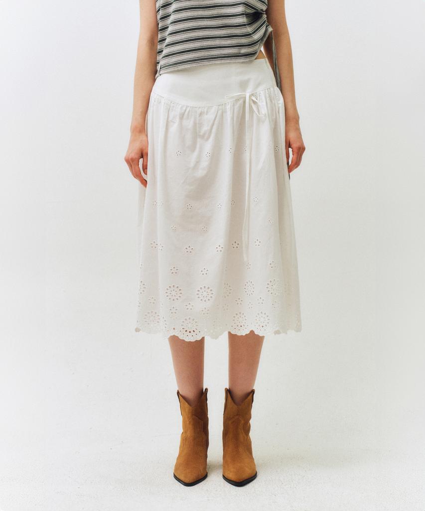 Cita Ribbon String Punching Skirt_Cts616(White)