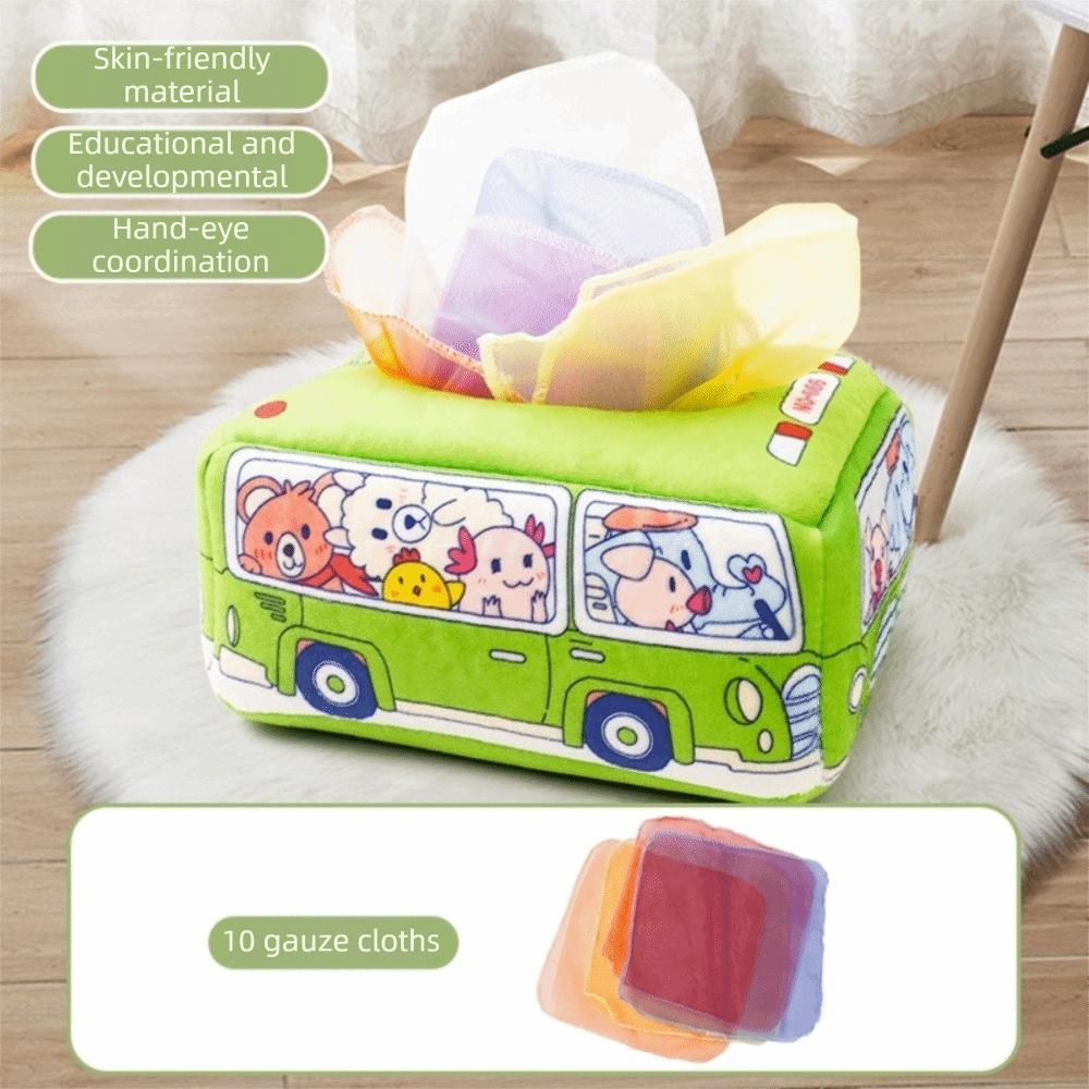 Colorful Montessori Toy Soft Fabric Sensory Toy Baby Activity Toy Magic Tissue Box  Early Education