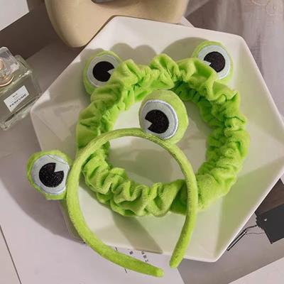 Women Headband Soft Coral Velvet Headband with Anti-Slip Teeth Cartoon Frog Design Elastic Hair Hoop Hair Fixing Hair Accessory