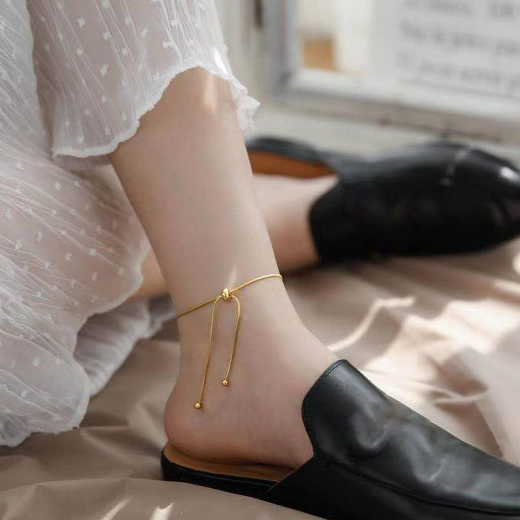 Adjustable Gold/Silver Tone Anklet Bracelet Elegant Ankle Thin Chain Jewelry for Women Fashionable Foot Accessories