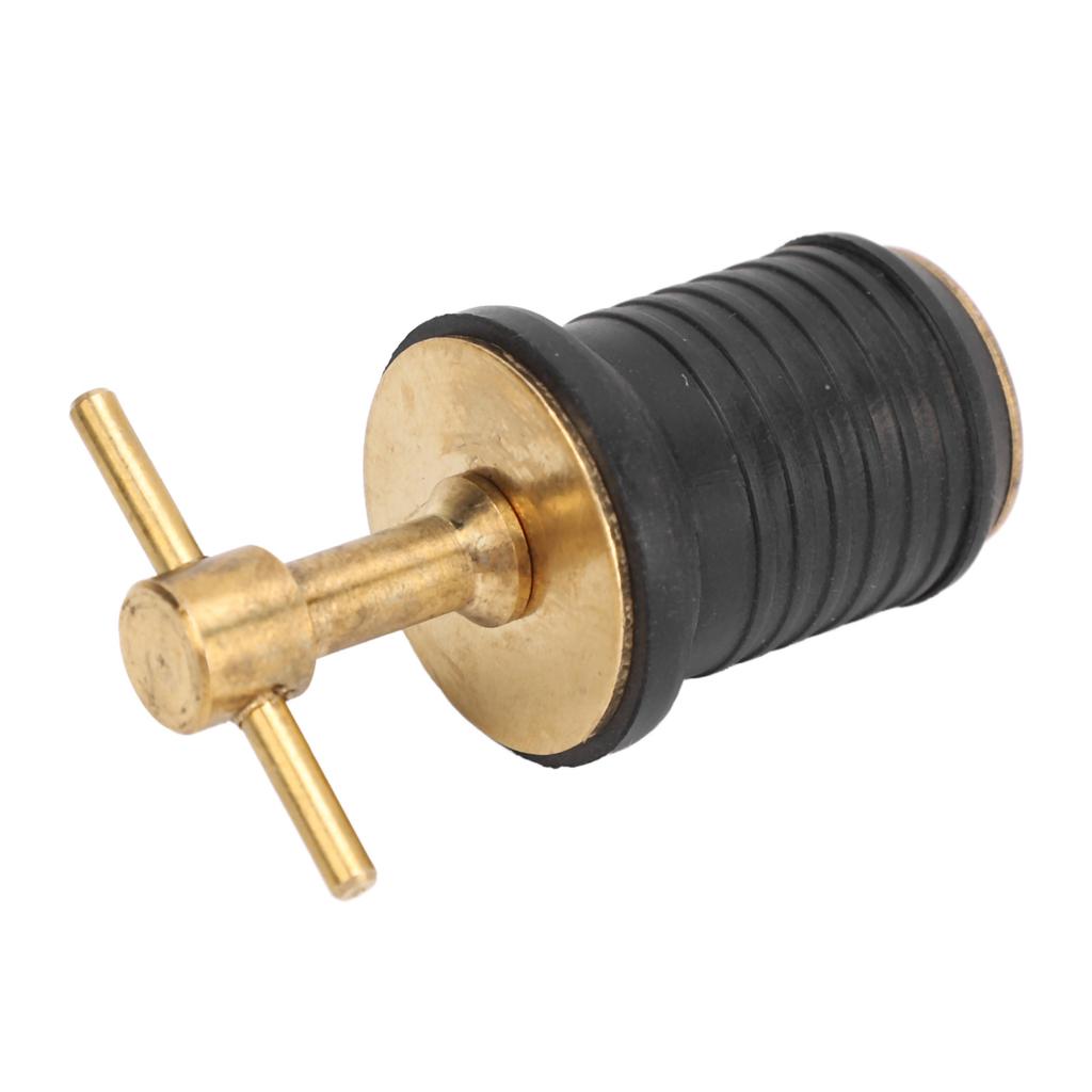 Marine Boat Brass T Handle Drain Plug Strong Structure Twist Turn and Seal Design Rubber Plugs for Yachts Ships 1inch