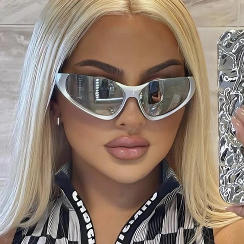 Steampunk Y2K Sunglasses Women Men Brand Design Sports Punk Sun Glasses Summer Unisex Blue Mirror Shades UV400 Gafas De Sol