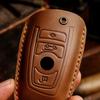 HALLMO Handmade Luxury Leather Car Key Case For BMW RED