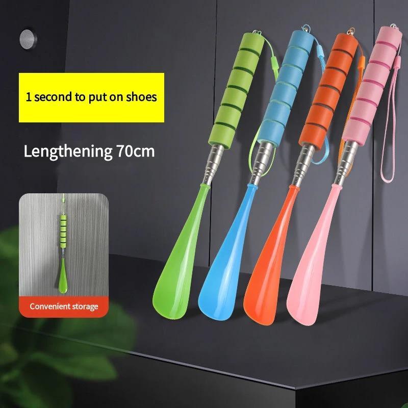 Stretchable Long Shoe Horns Metal Shoehorn Pregnant Woman Elderly Shoe Spoon No Bending Over Wearing Shoe Spatula 1pcs
