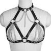 PU Leather Chest Harness with Eye Catching Chain Gothic Body Bra Harness for Parties and Unique Fashion Statements