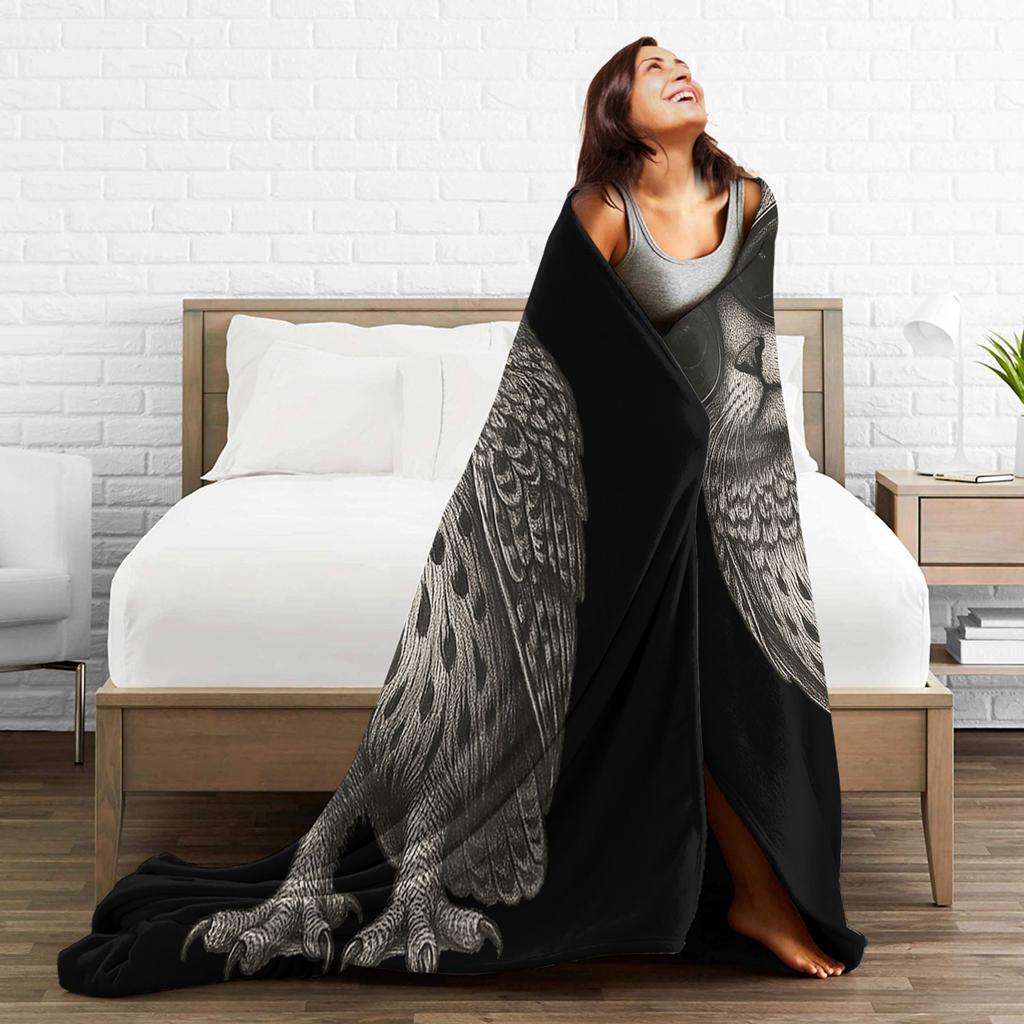 Funny Cat Owl Lover. Meowl Trending Cat Meme Super Warm Blanket Plush Throw Blanket Couch Bed Flannel Bedspread Sofa Bed Cover