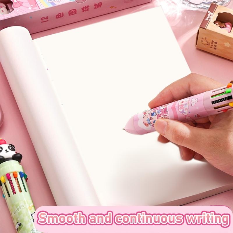 Pack of 4 10 in 1 12 in 1 Retractable Ballpoint Pens with 0.5mm Fine Tip Multicolor For School Office and Art Projects