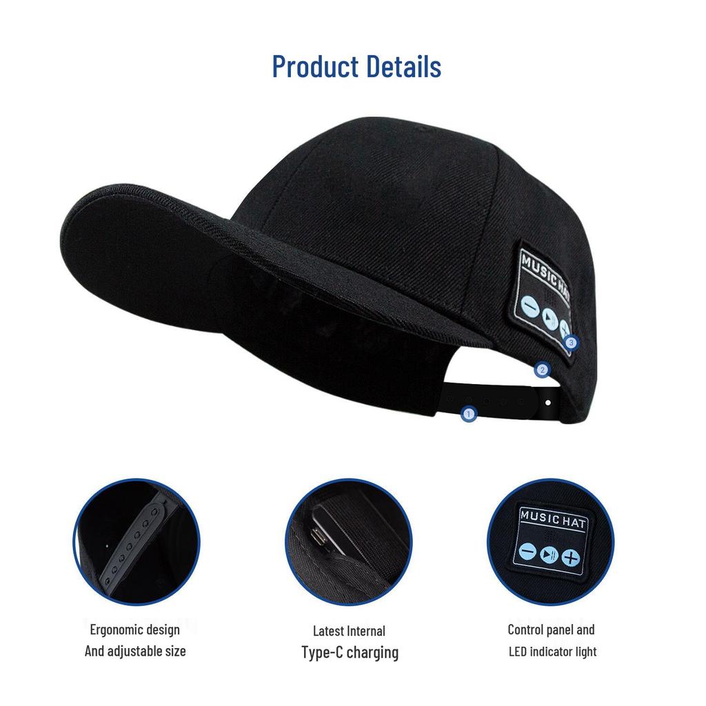 Bluetooth Speaker Sun Hat: Detachable, Washable Baseball Cap with Built-in Headset