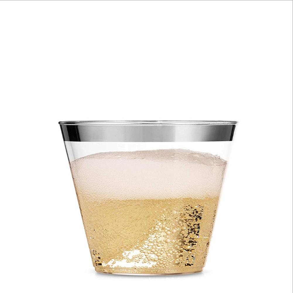 100pcs Gold-rimmed Plastic Cups 3 Colors Available Food-grade Plastic Heavy-duty Disposable Plastic Cups For Iced Coffee Cold Beverage