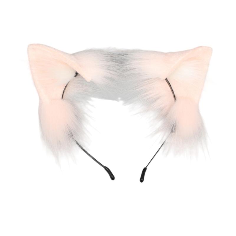 Lovely Plush Tail Animal Tail Cats Ears Headband Foxes Tail Adjustable Belt for Halloween Christmas Carnivals Party