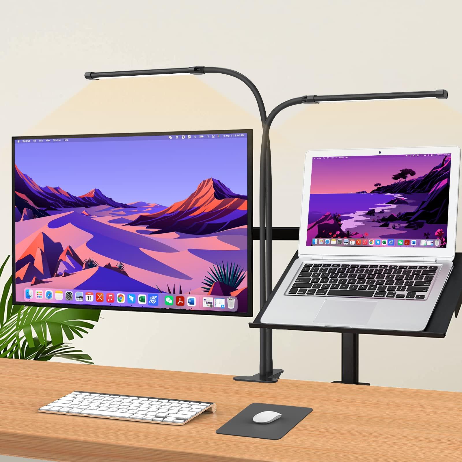 

iZELL 2x77 LED Dimmable Desk Lamp Color Temperatures and 10 Levels of Lamp with Eye 70cm Flexible Swan Neck Work Desk Light for Home - [3 Brightness]