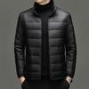 Men's Lightweight Stand Collar Down Jacket - Warm, Trendy, Versatile, Casual Dad Style, Winter Coat with 90% White Duck Down.