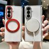 Magnetic Wireless Charging Phone Case for Samsung Galaxy Z Fold 8 7 6 5 Fold8 Clear Rotate Ring Holder Stand Shockproof  Cover