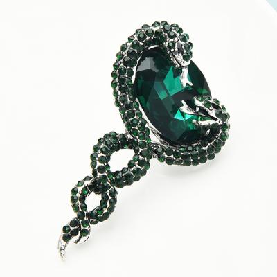 Green Crystal Snake Brooches Women Men Two Snakes Party Casual Brooch Pins Gifts