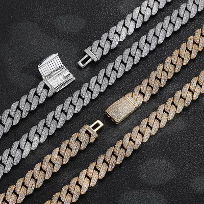 11Mm Double Row Zircon Bubble Cuban Chain Men's Necklace Personality Hip Hop Cool Design Sense Necklace Jewelry