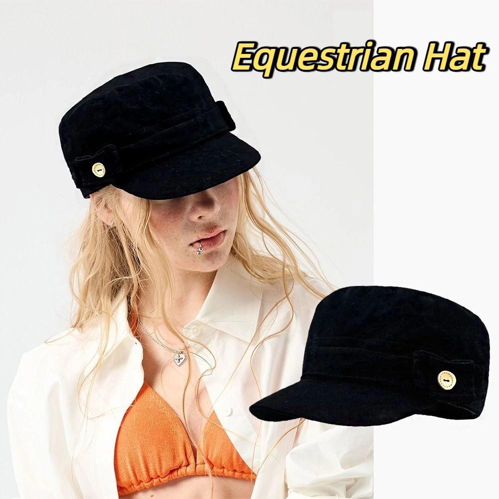 Cloth Flat Cap Button Retro Painter Hat Personality Equestrian Hat  Ladies