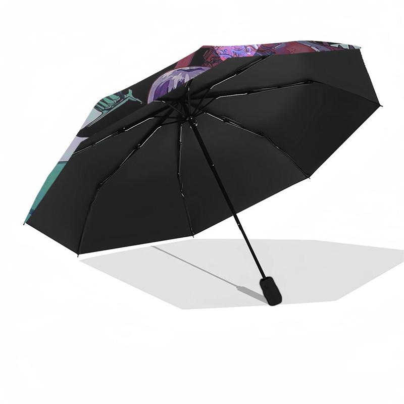 1pc Outdoor Umbrella with Anime Character Design - Automatic Opening/Closing Umbrella with Portable Tri-Fold Design, 8-Rib Iron Frame - Perfect Gift f