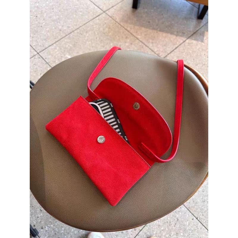 

Rose red mobile phone bag women s new textured suede small bag versatile single shoulder messenger mini envelope bag красный