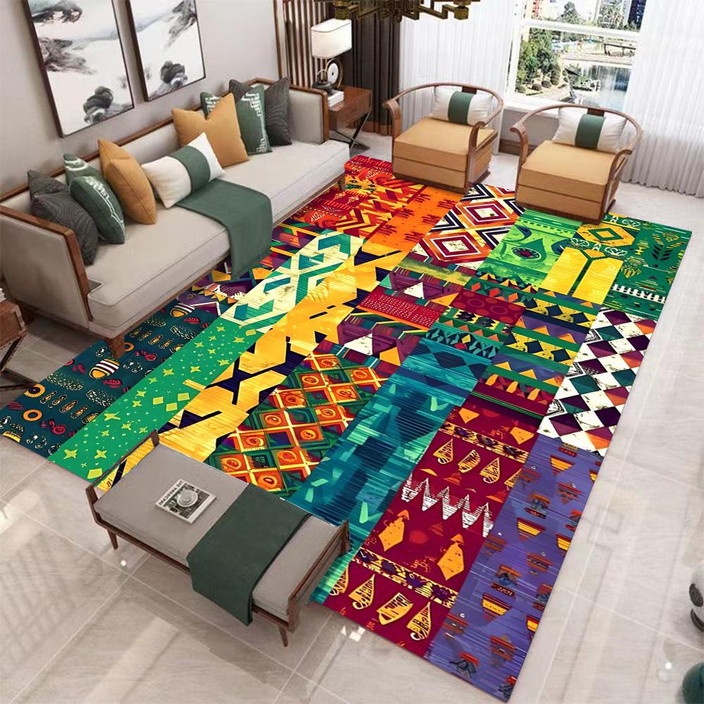Bohemian Ethnic Carpet Colorful Tribal Pattern Rug Blue Orange Green Non-slip Soft Home Decoration Living Room Modern Floor Mat