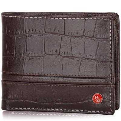 Denial Braunes geprägtes Leder-Portemonnaie für Herren | Herren-Geldbörsen mit RFID-Schutz | Herren-Geldbörse Leder