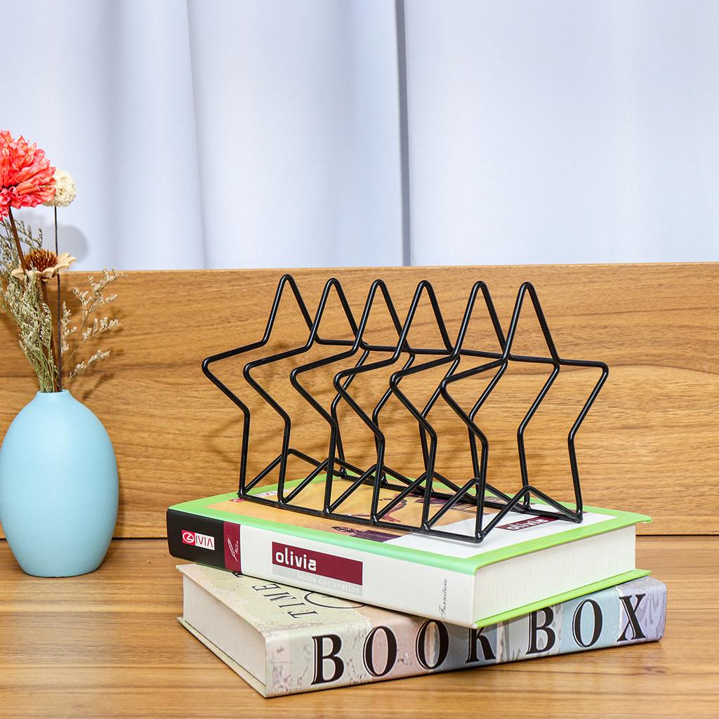 Desktop Book Storage Rack Star Bear Shaped Iron Bookshelf Bookcase