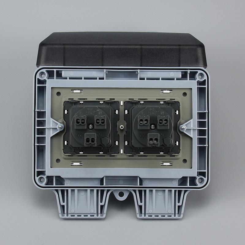 Israel Standard IP66 Waterproof Outdoor Socket, 3-Hole Double 86 Type & 146 Type Plug, Surface-Mounted Rainproof Socket