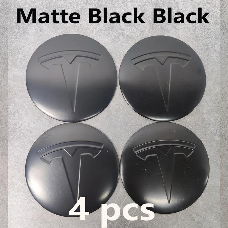 Tesla Model 3/Y/S/X 4Pcs 56mm Hub Cap Logo Stickers - Waterproof Durable Wheel Center Decals Car Protector Accessories