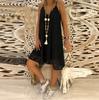 Women's Summer Sleeveless Solid Casual V Neck Dress Loose Plus Size Lace Dress